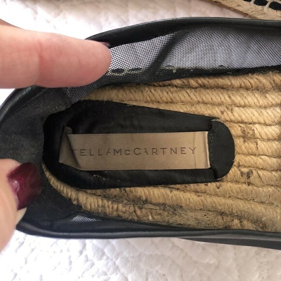 Stella McCartney Black Leather & Mesh Espadrilles Sz 40 US 9.5 - Picture 8 of 11